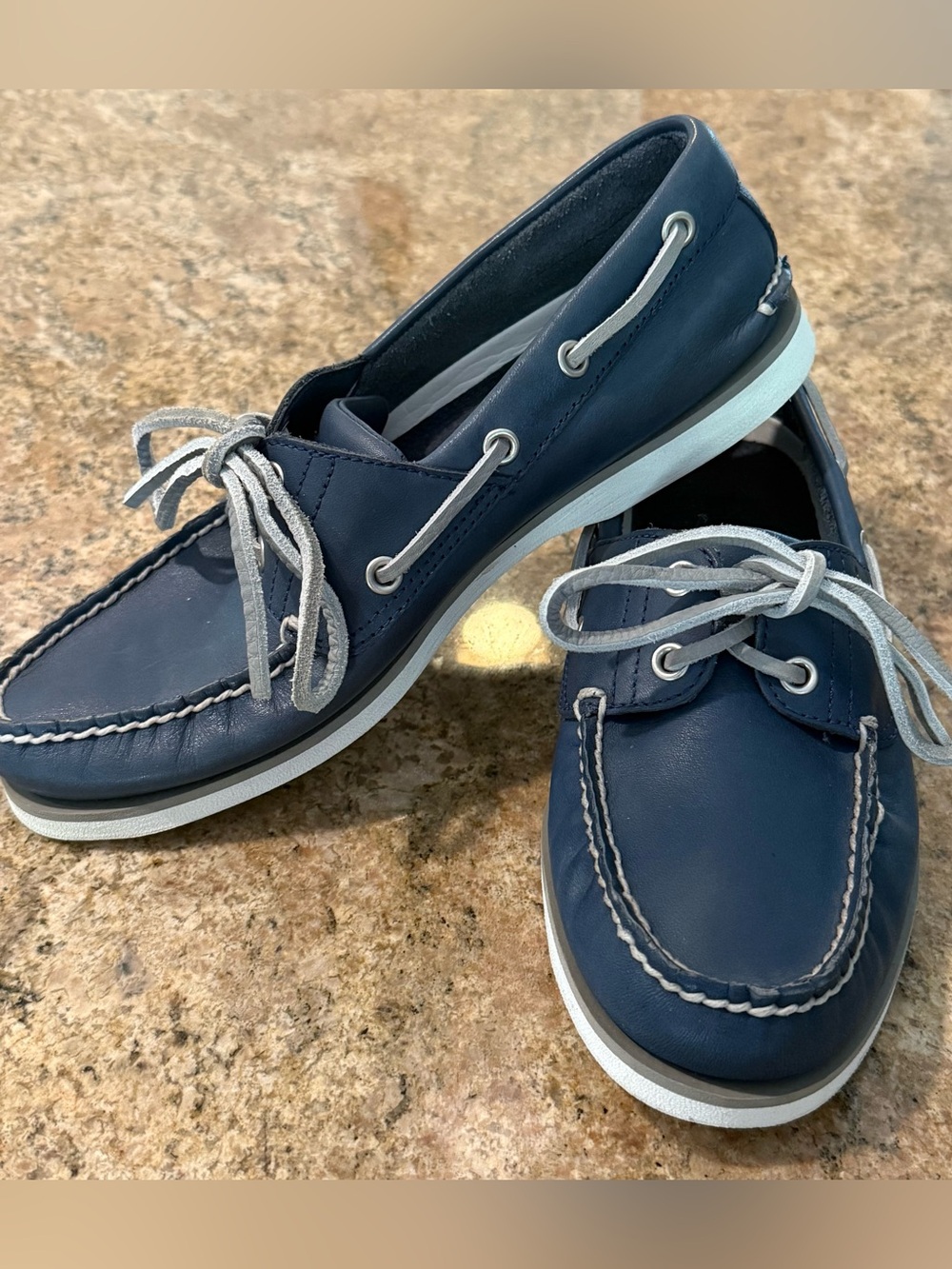 Timberland Mens 7W Boat Shoes Blue Leather Wide Comfort Casual